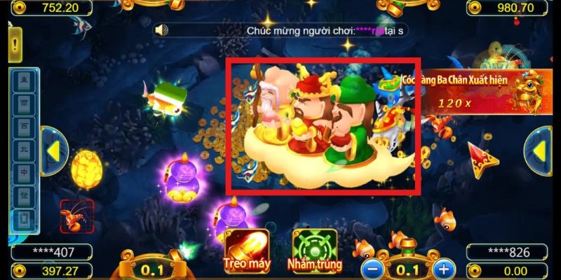 Bắn trúng Tam Tiên để nhận hệ số thưởng x333 cao nhất