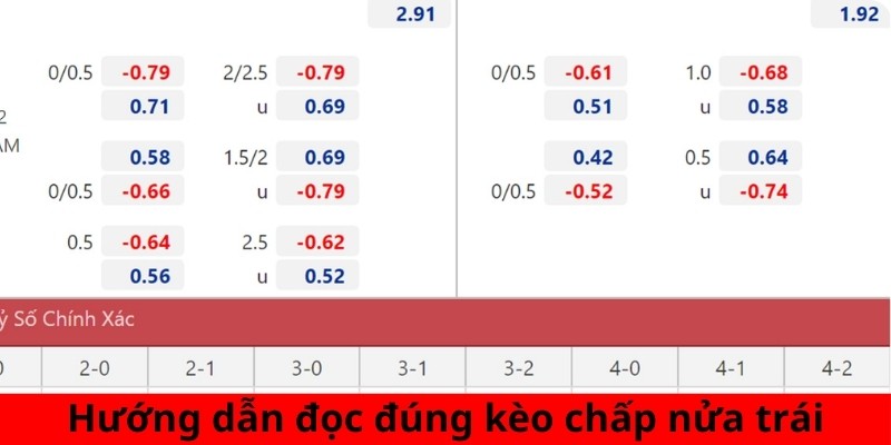 Hướng dẫn người chơi đọc đúng kèo chấp nửa trái